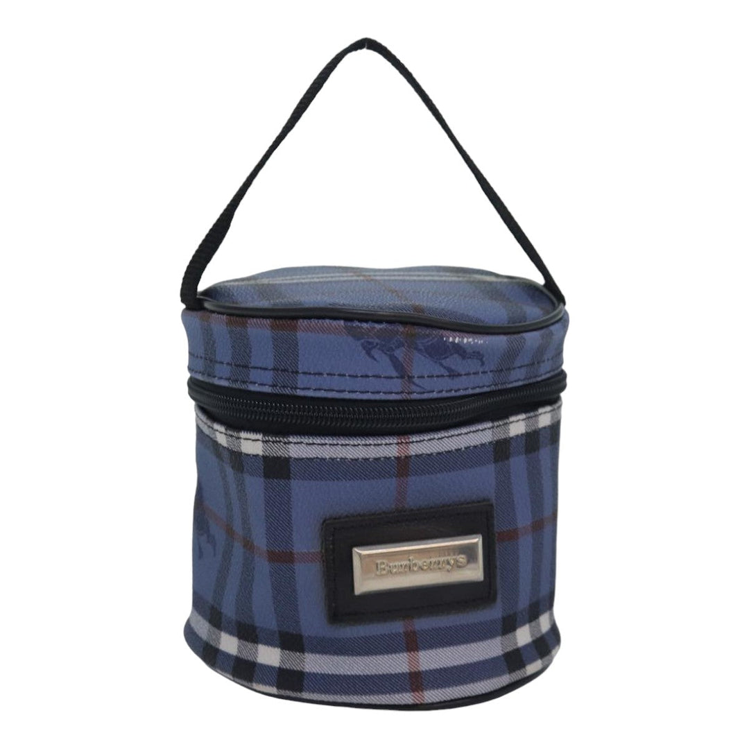 BurberrySs Nova Check Vanity Cosmetic Pouch PVC Leather Blue Auth ep4900