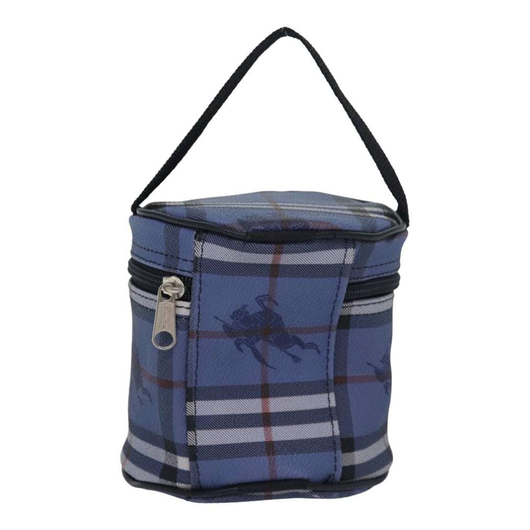BurberrySs Nova Check Vanity Cosmetic Pouch PVC Leather Blue Auth ep4900