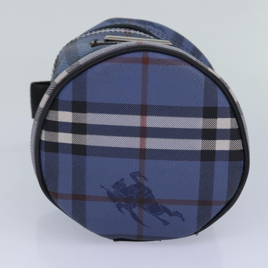 BurberrySs Nova Check Vanity Cosmetic Pouch PVC Leather Blue Auth ep4900