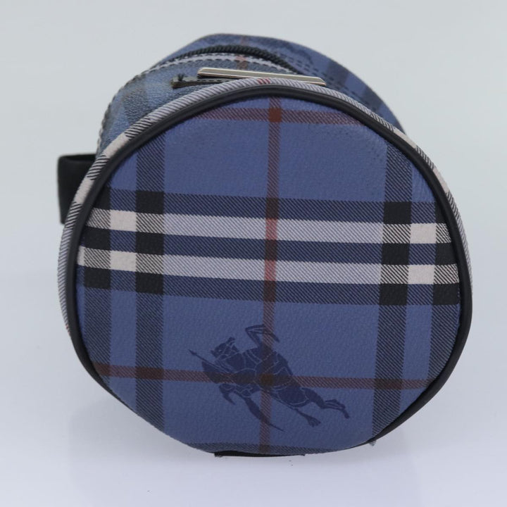 BurberrySs Nova Check Vanity Cosmetic Pouch PVC Leather Blue Auth ep4900