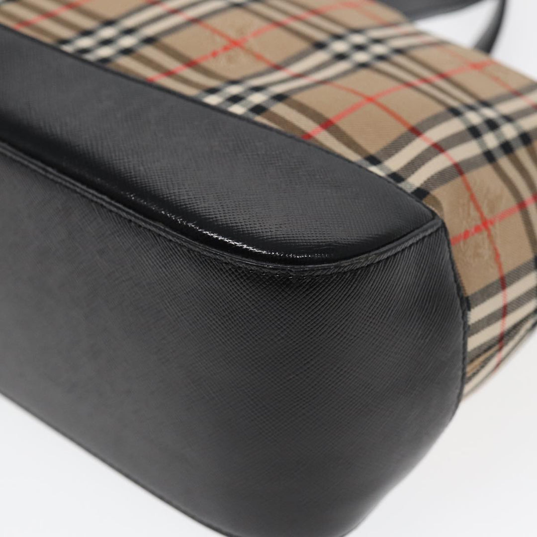 Burberry Nova Check Hand Bag Canvas Beige Auth ep4904