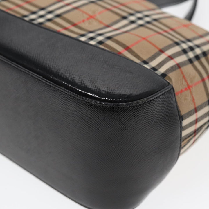 Burberry Nova Check Hand Bag Canvas Beige Auth ep4904