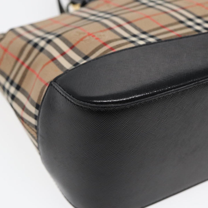 Burberry Nova Check Hand Bag Canvas Beige Auth ep4904