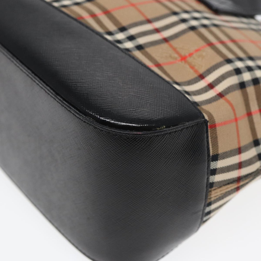 Burberry Nova Check Hand Bag Canvas Beige Auth ep4904