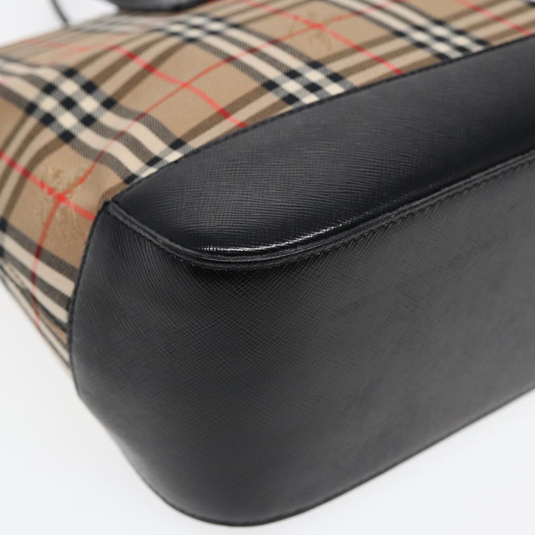 Burberry Nova Check Hand Bag Canvas Beige Auth ep4904