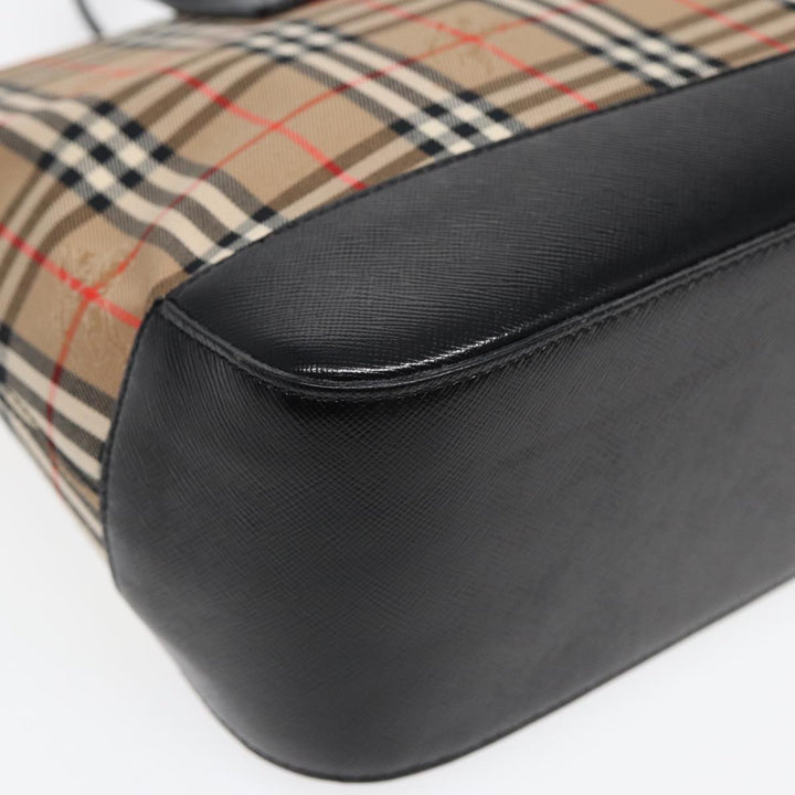 Burberry Nova Check Hand Bag Canvas Beige Auth ep4904