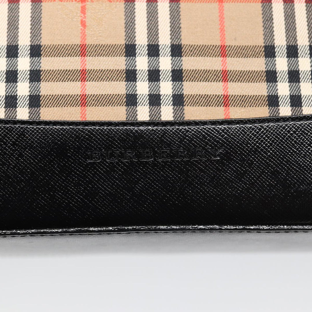 Burberry Nova Check Hand Bag Canvas Beige Auth ep4904