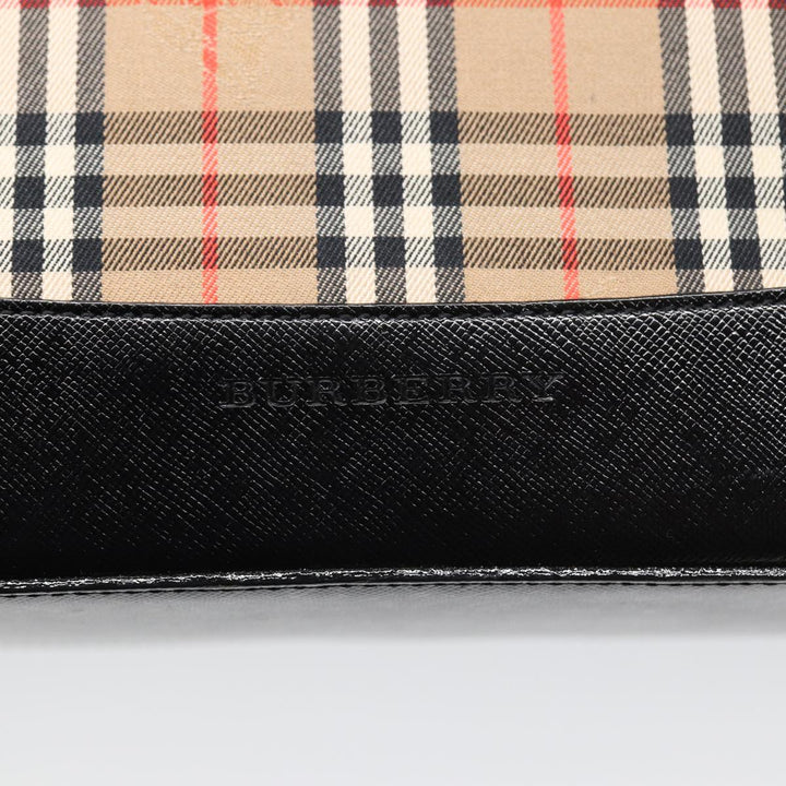 Burberry Nova Check Hand Bag Canvas Beige Auth ep4904