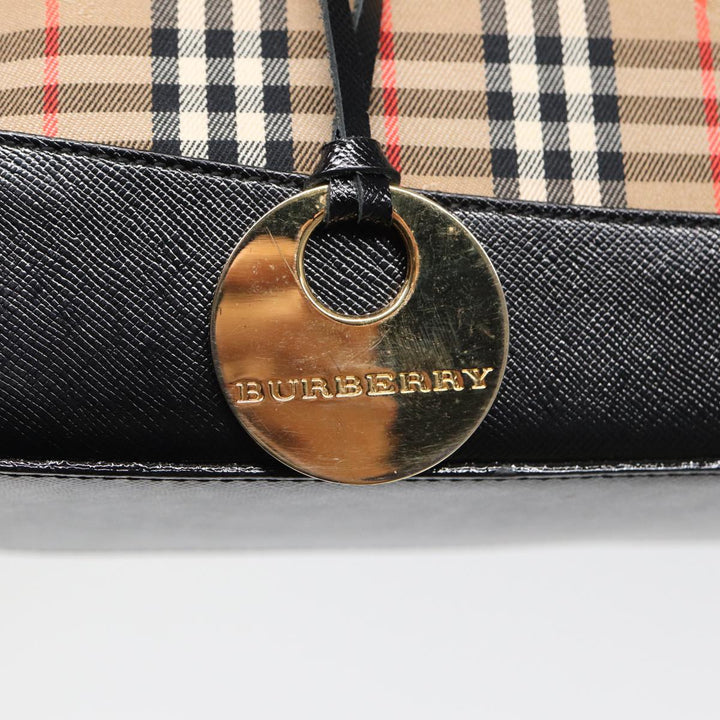 Burberry Nova Check Hand Bag Canvas Beige Auth ep4904