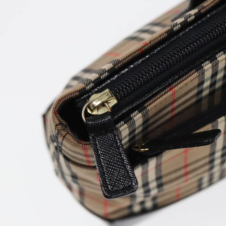 Burberry Nova Check Hand Bag Canvas Beige Auth ep4904