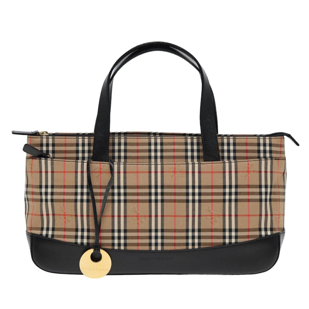 Burberry Nova Check Hand Bag Canvas Beige Auth ep4904