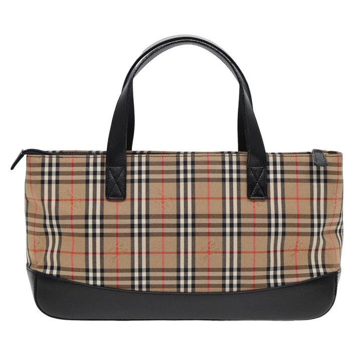 Burberry Nova Check Hand Bag Canvas Beige Auth ep4904