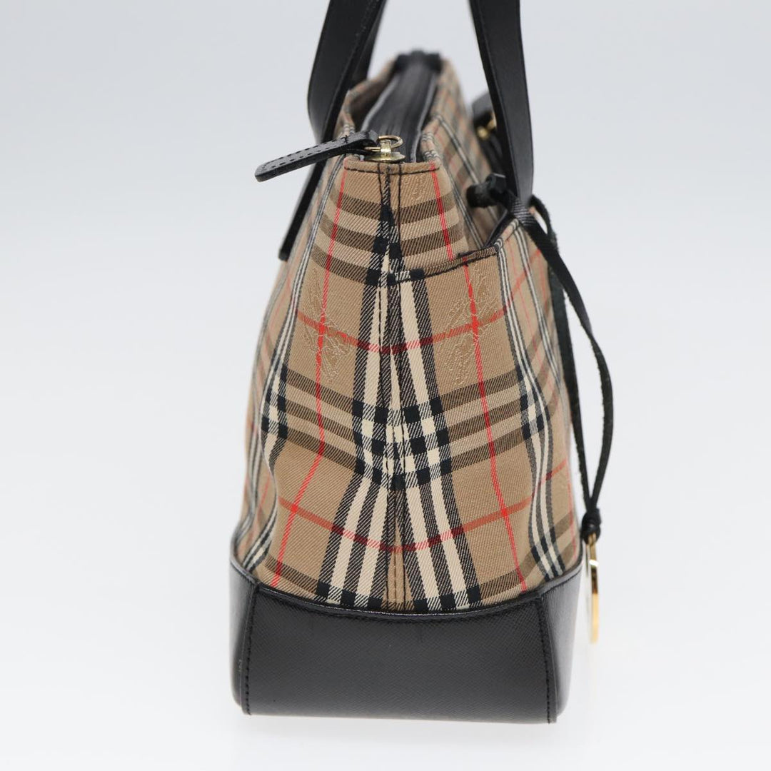Burberry Nova Check Hand Bag Canvas Beige Auth ep4904