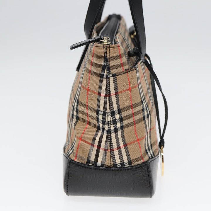 Burberry Nova Check Hand Bag Canvas Beige Auth ep4904