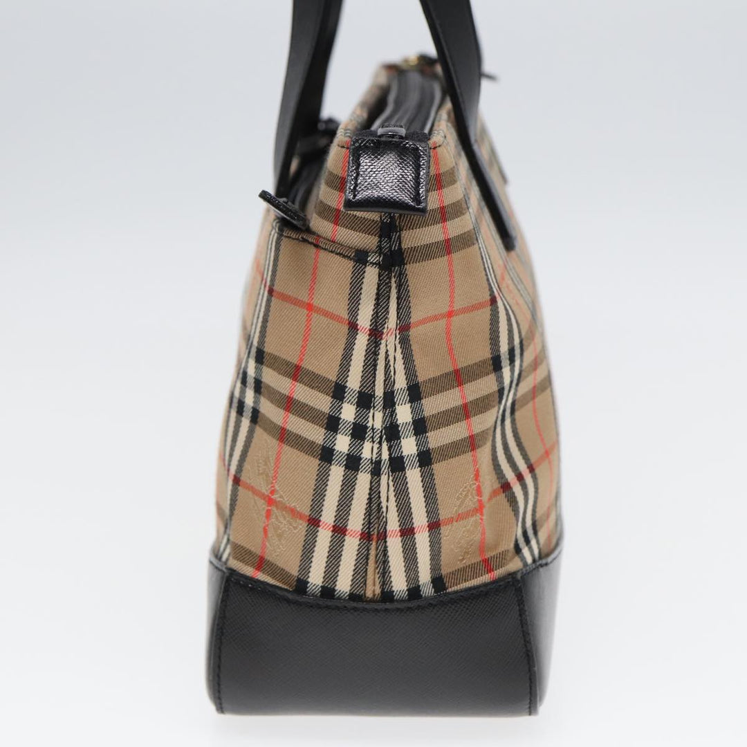 Burberry Nova Check Hand Bag Canvas Beige Auth ep4904