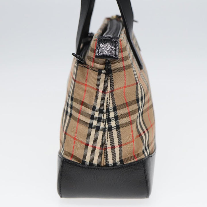Burberry Nova Check Hand Bag Canvas Beige Auth ep4904