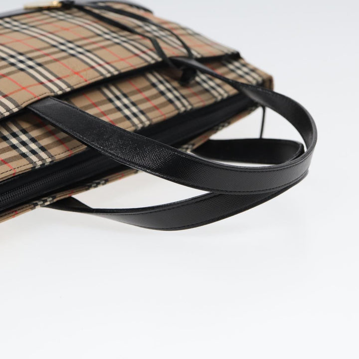 Burberry Nova Check Hand Bag Canvas Beige Auth ep4904