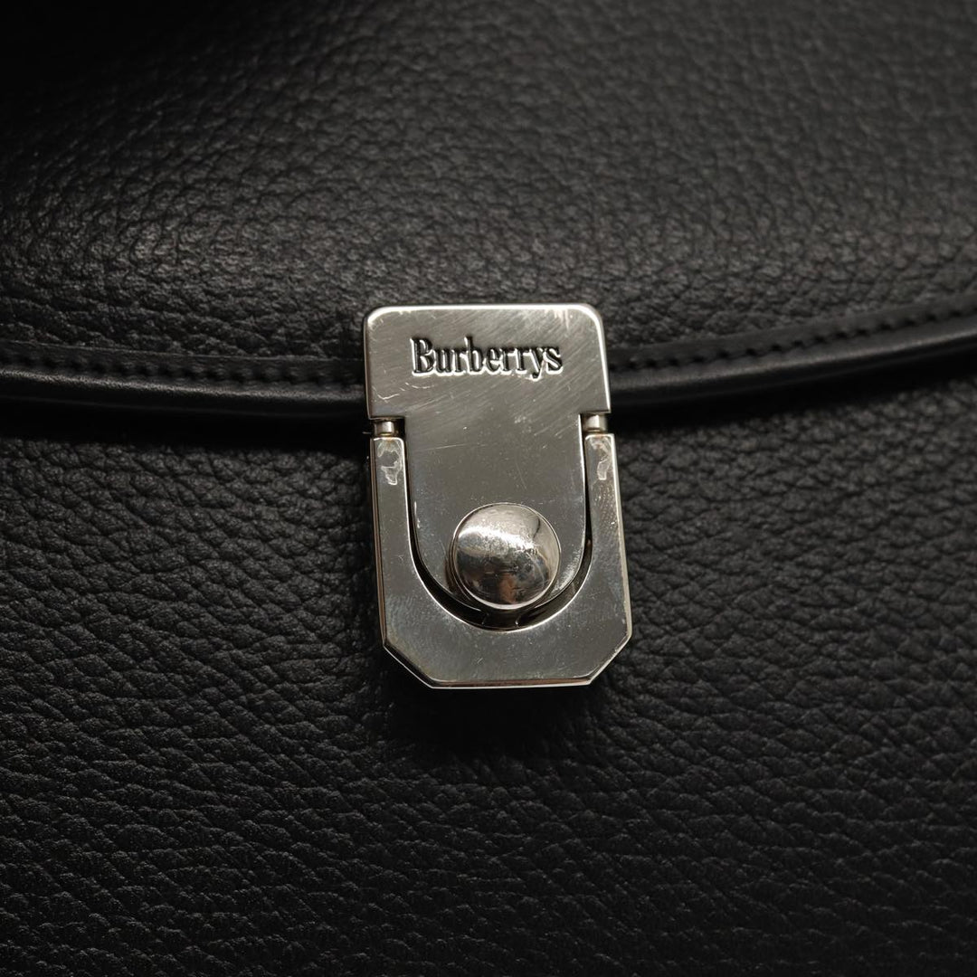 BurberrySs Hand Bag Leather 2way Black Auth ep4940