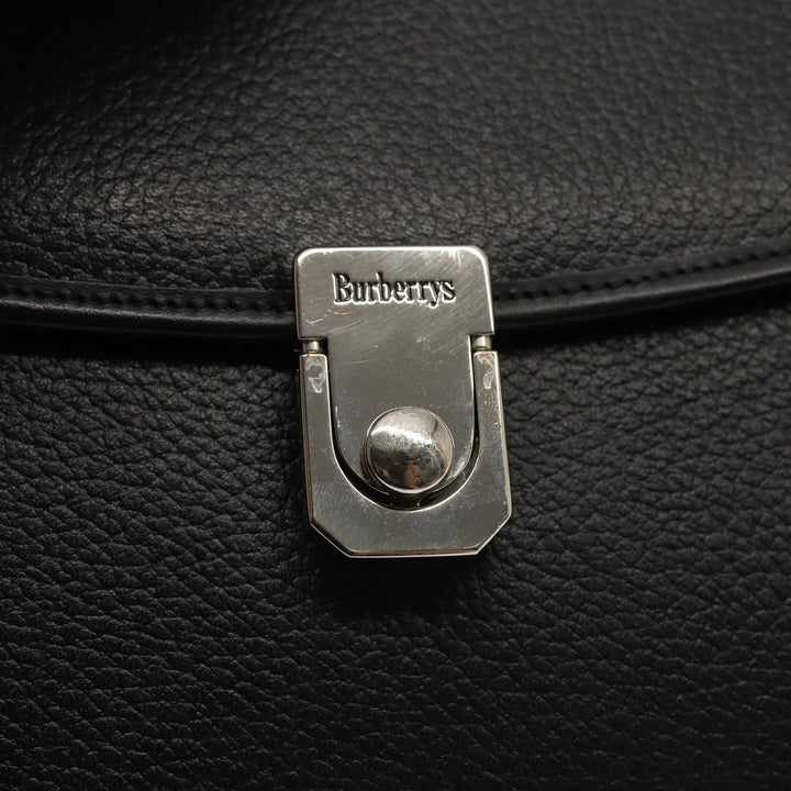BurberrySs Hand Bag Leather 2way Black Auth ep4940