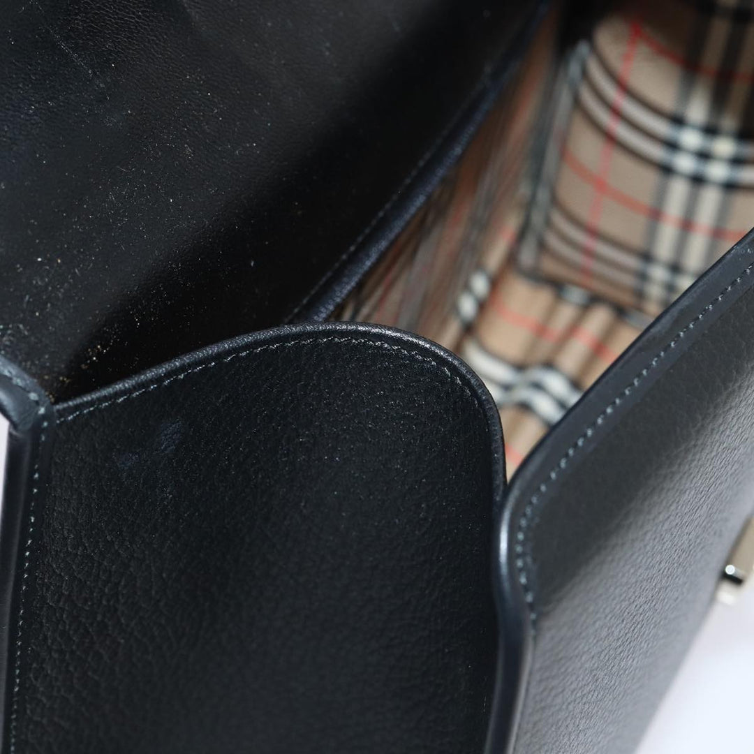 BurberrySs Hand Bag Leather 2way Black Auth ep4940