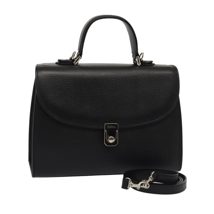 BurberrySs Hand Bag Leather 2way Black Auth ep4940