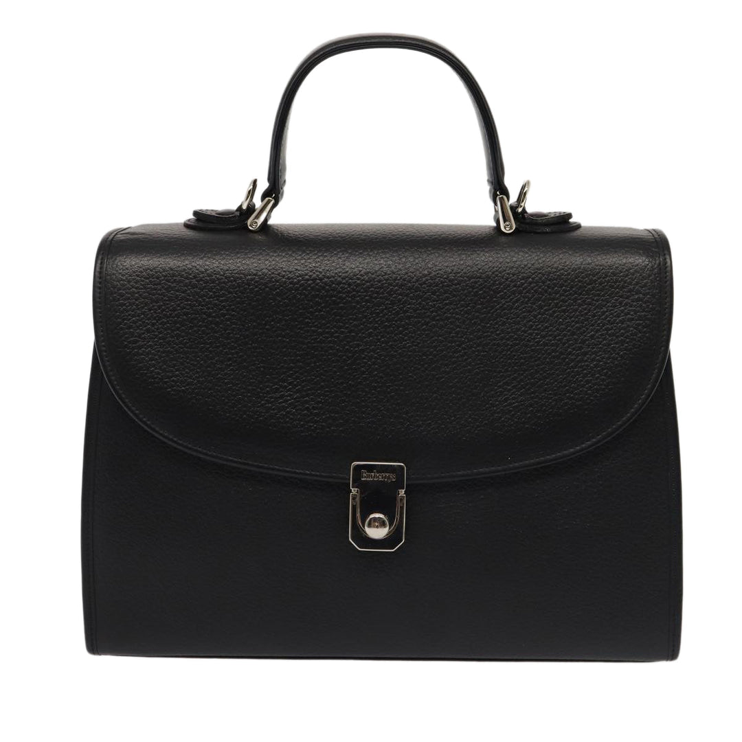 BurberrySs Hand Bag Leather 2way Black Auth ep4940