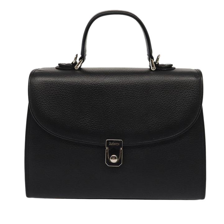 BurberrySs Hand Bag Leather 2way Black Auth ep4940