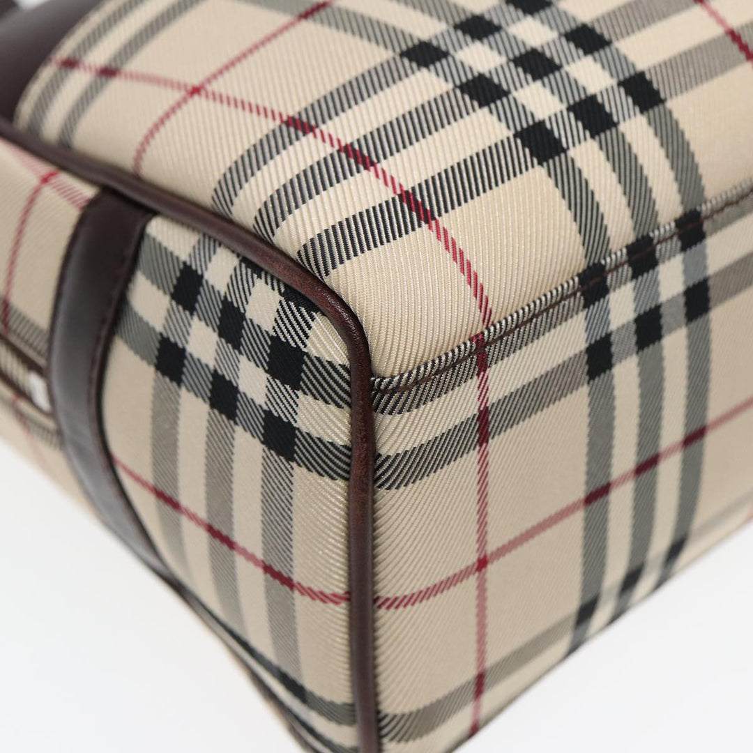 Burberry Nova Check Hand Bag Nylon Beige Auth ep4955