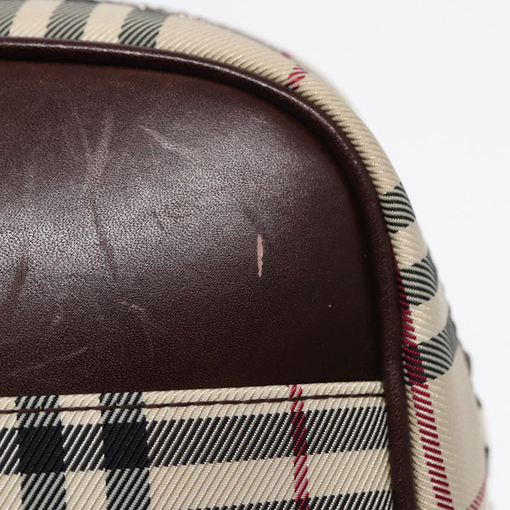Burberry Nova Check Hand Bag Nylon Beige Auth ep4955