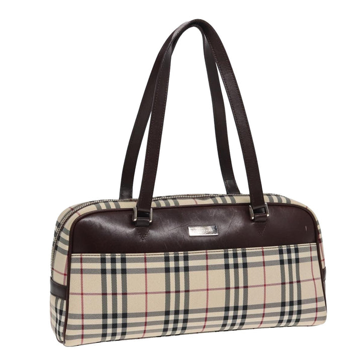 Burberry Nova Check Hand Bag Nylon Beige Auth ep4955