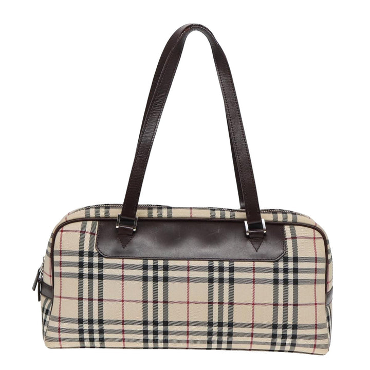 Burberry Nova Check Hand Bag Nylon Beige Auth ep4955