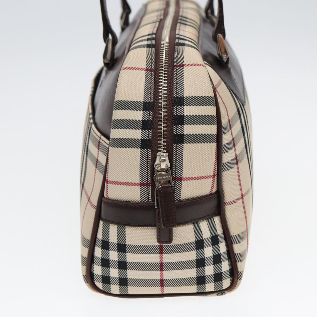 Burberry Nova Check Hand Bag Nylon Beige Auth ep4955