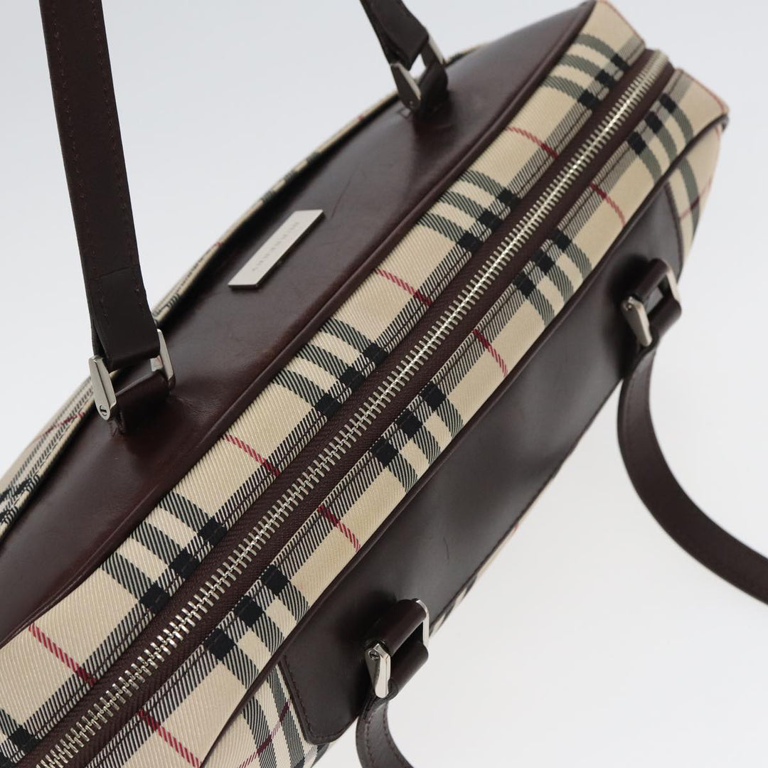 Burberry Nova Check Hand Bag Nylon Beige Auth ep4955