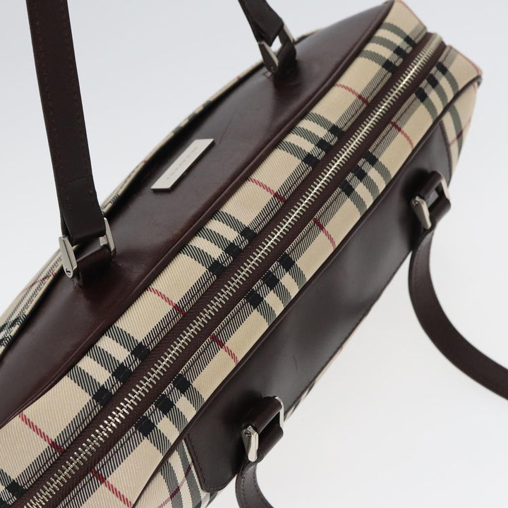 Burberry Nova Check Hand Bag Nylon Beige Auth ep4955