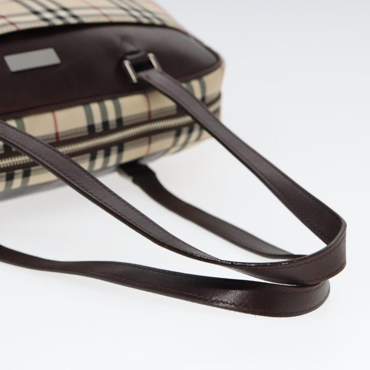 Burberry Nova Check Hand Bag Nylon Beige Auth ep4955