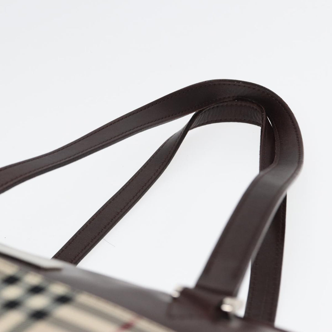 Burberry Nova Check Hand Bag Nylon Beige Auth ep4955
