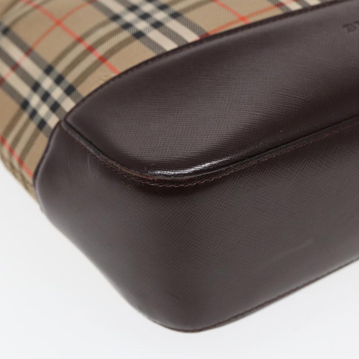Burberry Nova Check Tote Bag Canvas Leather Beige Brown Auth ep5013