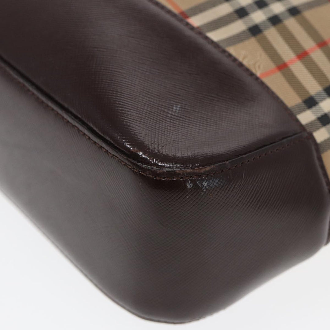 Burberry Nova Check Tote Bag Canvas Leather Beige Brown Auth ep5013