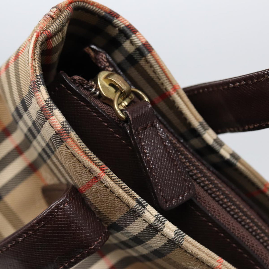 Burberry Nova Check Tote Bag Canvas Leather Beige Brown Auth ep5013