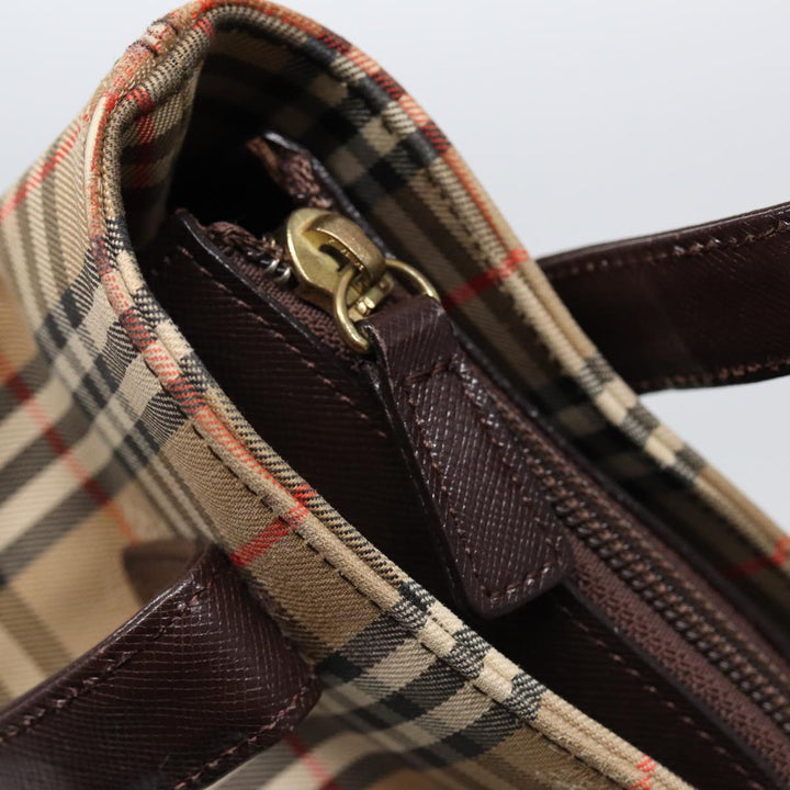 Burberry Nova Check Tote Bag Canvas Leather Beige Brown Auth ep5013