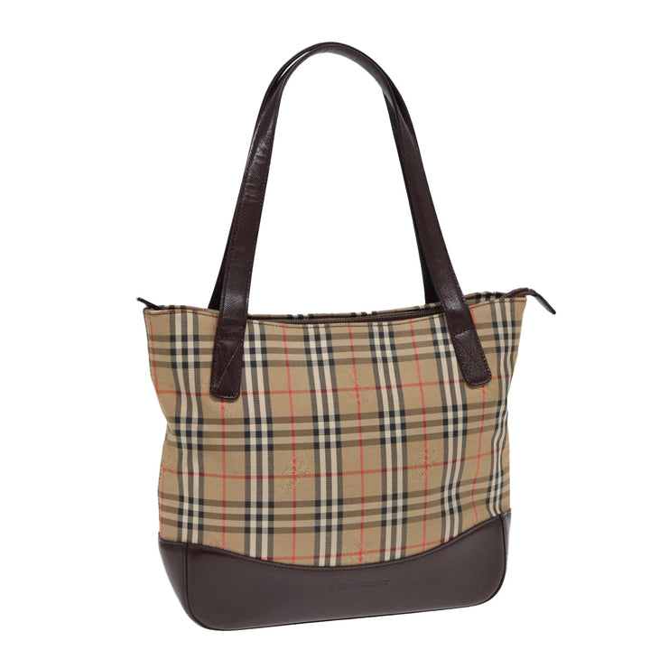 Burberry Nova Check Tote Bag Canvas Leather Beige Brown Auth ep5013