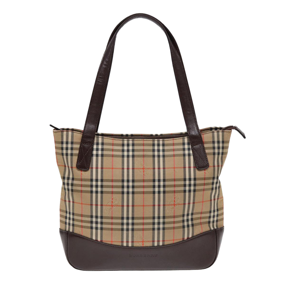 Burberry Nova Check Tote Bag Canvas Leather Beige Brown Auth ep5013