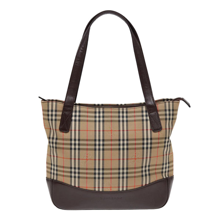Burberry Nova Check Tote Bag Canvas Leather Beige Brown Auth ep5013