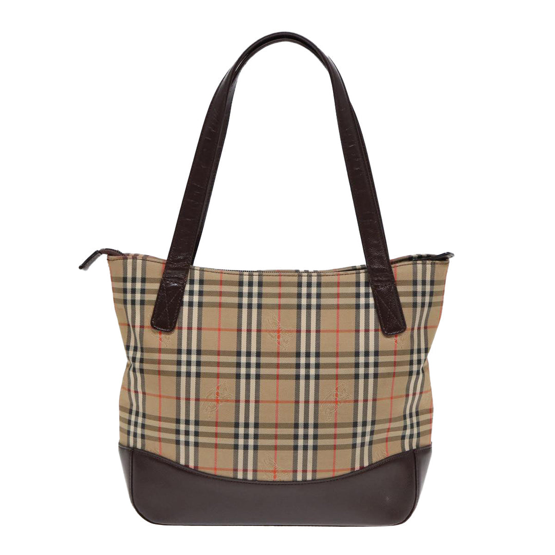 Burberry Nova Check Tote Bag Canvas Leather Beige Brown Auth ep5013
