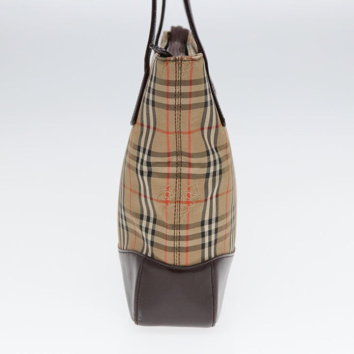 Burberry Nova Check Tote Bag Canvas Leather Beige Brown Auth ep5013