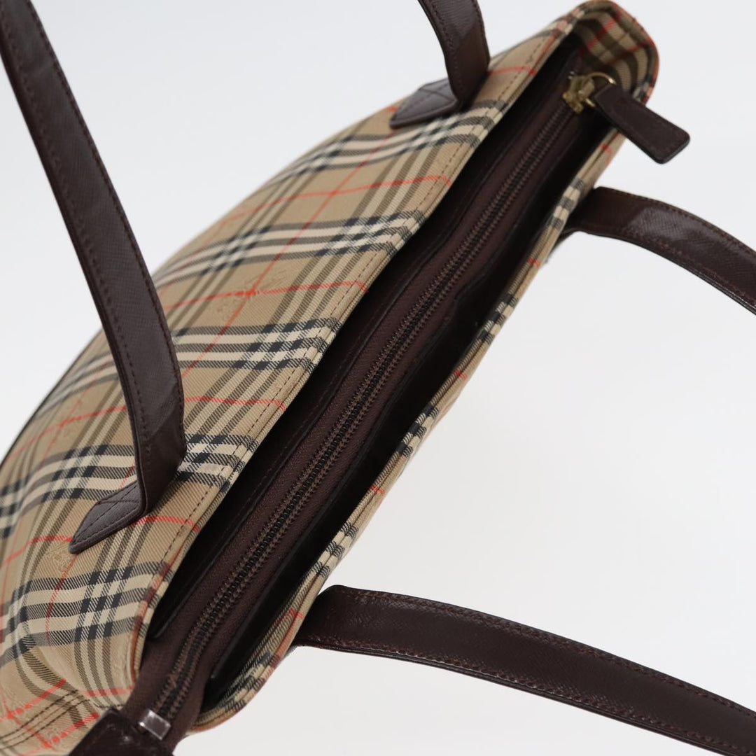 Burberry Nova Check Tote Bag Canvas Leather Beige Brown Auth ep5013