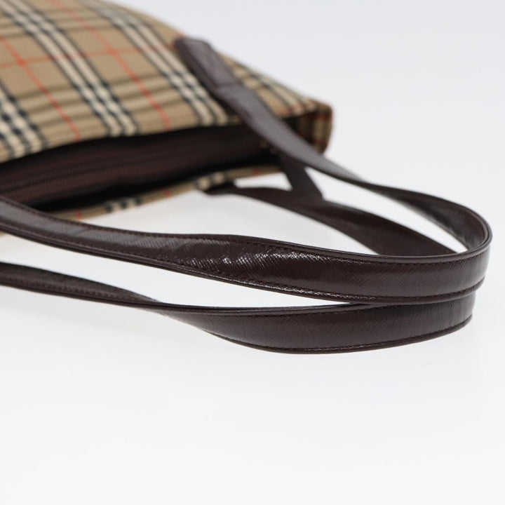 Burberry Nova Check Tote Bag Canvas Leather Beige Brown Auth ep5013