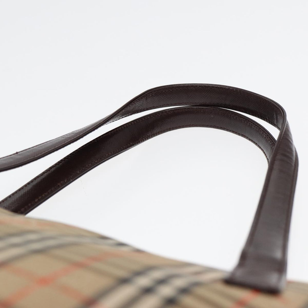 Burberry Nova Check Tote Bag Canvas Leather Beige Brown Auth ep5013