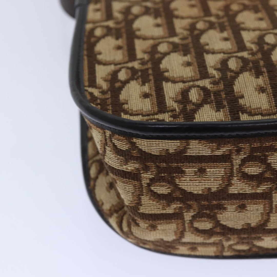 CHRISTIAN Top quality Dior Trotter Canvas Shoulder Bag Gold Beige Auth ep5089