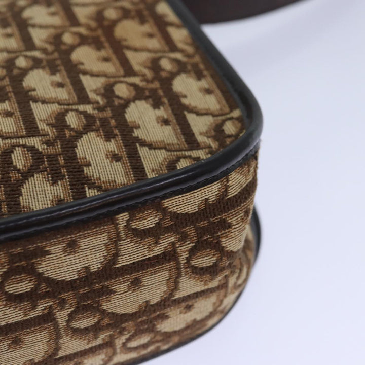 CHRISTIAN Top quality Dior Trotter Canvas Shoulder Bag Gold Beige Auth ep5089
